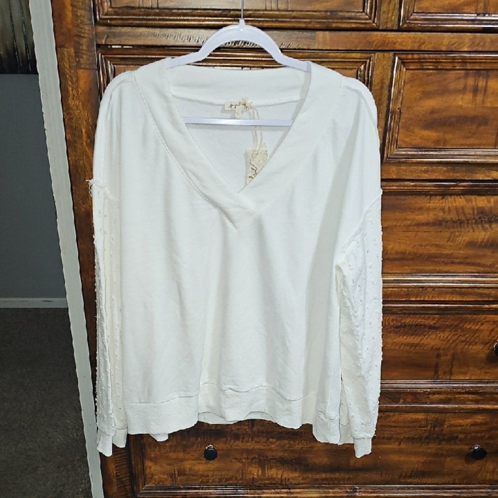 Mystree White Long Sleeve Top. Womens NWTS Sz Large